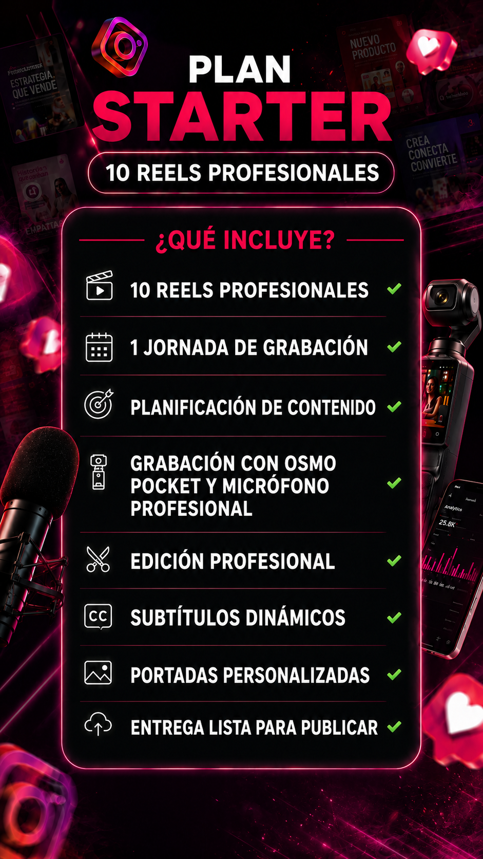 Plan Starter — 10 reels profesionales